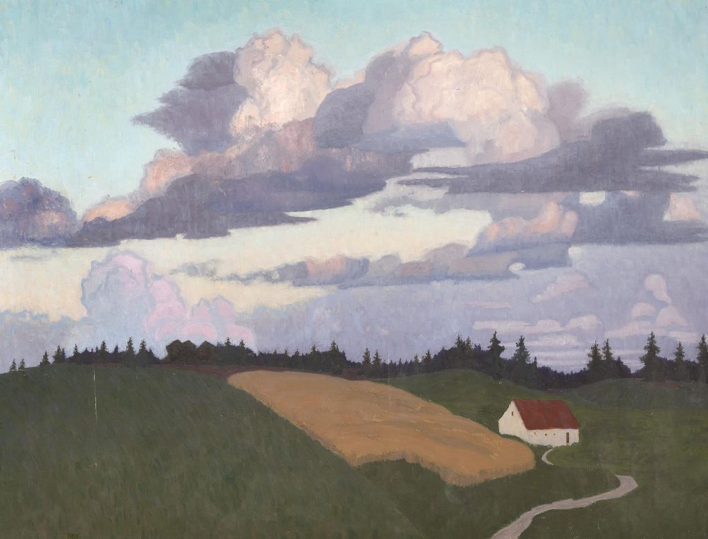 Farm House and a Field on the Edge of a Fir Plantation